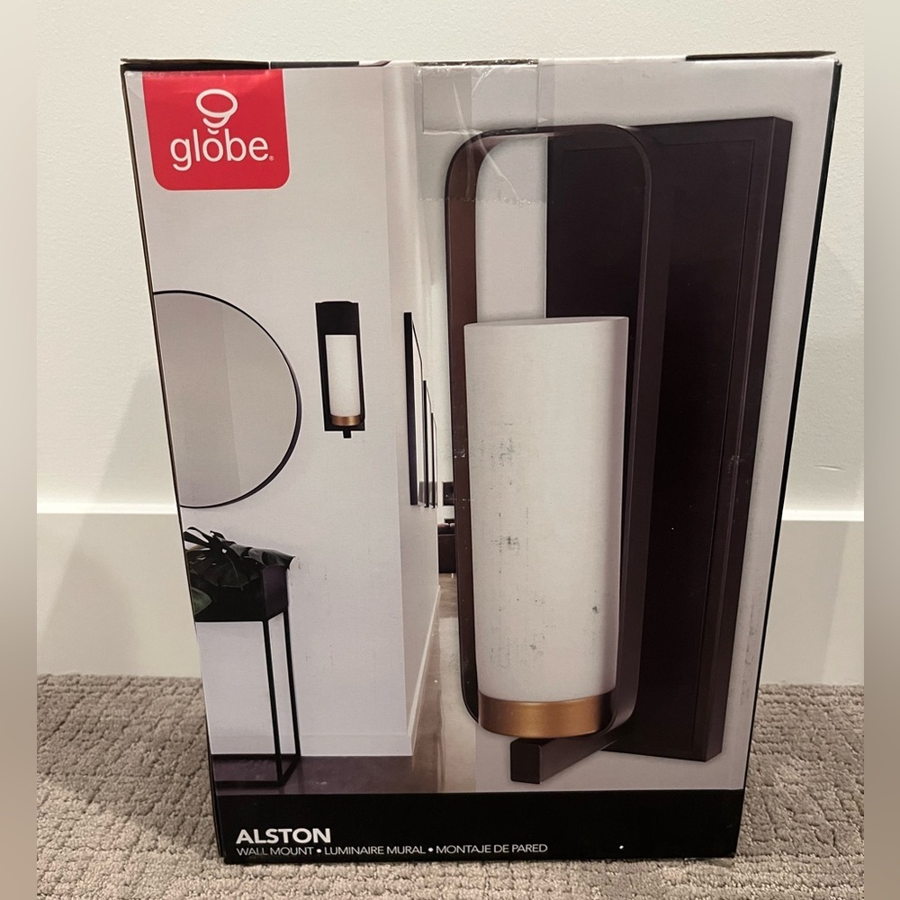 Globe Electric Arthur 65839 Dark Bronze 1-Light 12"T Wall Sconce w/Gold Accents